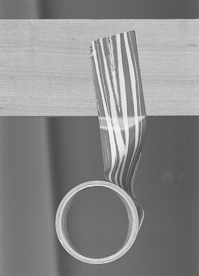Wood Tape 2000 Custom printed wood tape 50 x 500cm, Edition of 144. The Amalgam furniture were ﬁrst made from packing tape bought at french fashion label A.P.C. For the ‘second generation’, Martino had his own design printed on tape