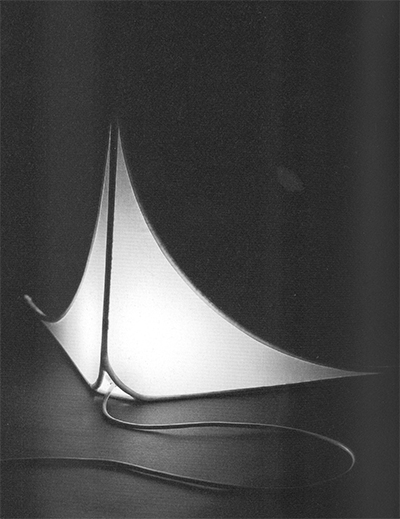Corner Lights 03 2000 Metal wire, stretch fabric, light bulb, cable. Edition of 10, 530x 530 x 530mm