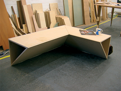 Corner Bench 06 2004 Mdf, timber, screws 1200 × 1000 x 430mm,  Unique