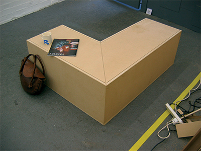 Corner Bench 06 2004 Mdf, timber, screws 1200 × 1000 x 430mm, Unique 