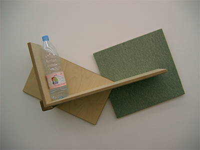 David and Vicky’s CD Shelf 2004 Mdf, chipboard, teak timber 160 × 600 x 450mm, Unique 