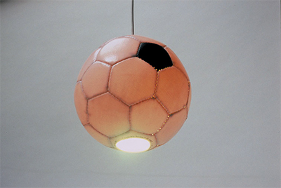 Coming Home Football Lamp 2006 Custom made football, compact fluorescent light bulb, cable 20 x 20 x 20cm 
