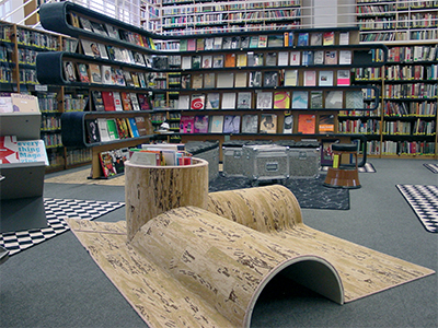 Kid’s Corner 2002
1300x1100x450mm
Cardboard tube, mdf, custom printed carpet, screws