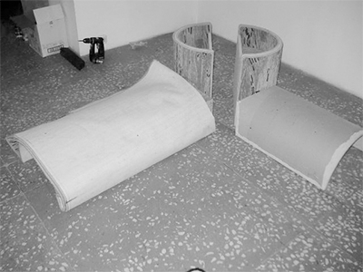 Kid’s Corner 2002
1300x1100x450mm
Cardboard tube, mdf, custom printed carpet, screws