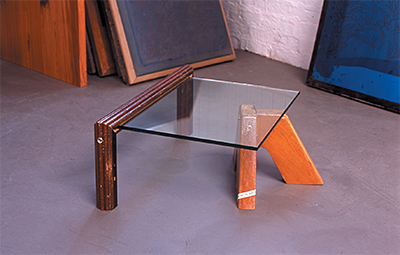 Josephine Coffee Table 2002 Victorian handrail, glass, handrail 40 x 45 x 30cm, Unique