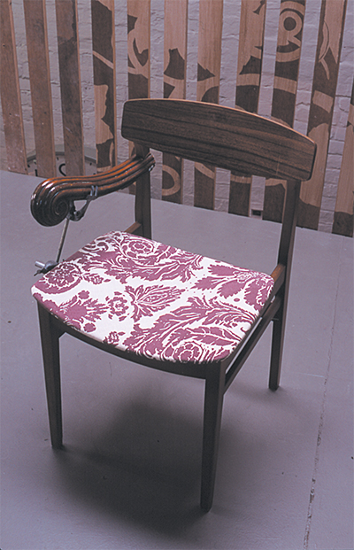 Napoleon Chair 2002 Chair, Victorian handrail, chemistry clamps, heat sensitive fabric 50 x 65 x 70cm, Unique
