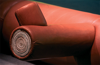 The Log 2002 Cardboard tube, foam, leather, suede, mdf, screws 50 x 40 x 500cm, Unique