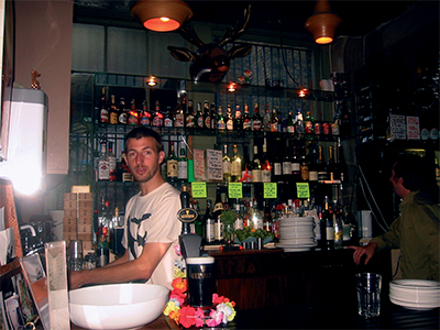 Dish washing behind the bar!