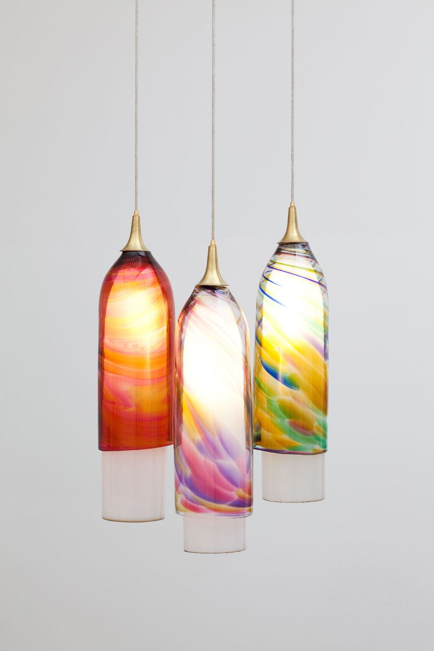 Muffel Glass, 2013 glass, spun brass, light fittings
