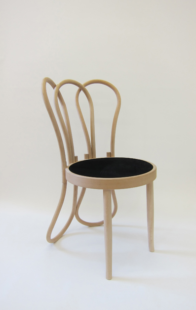 PostMundus 2012 Beech bentwood elements, beech plywood, suede, water-based matt lacquer finish