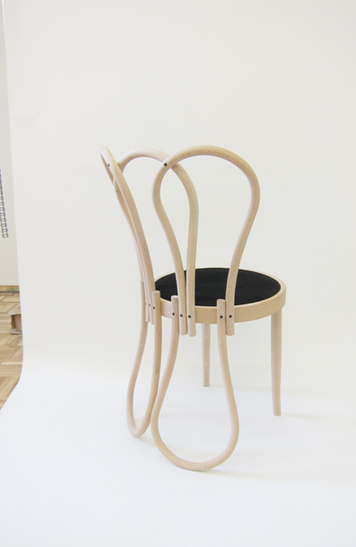 PostMundus 2012 Beech bentwood elements, beech plywood, suede, water-based matt lacquer finish
