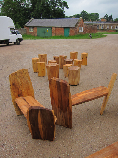 Calke Benches & Stump Stools 2010 Lime wood felled from Calke Abbey