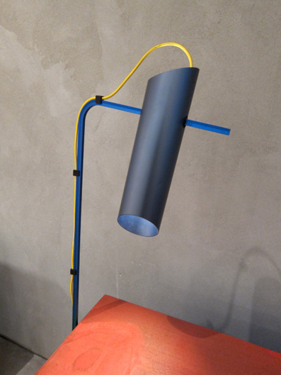 Composizioni 2011 Anodised aluminium lamp,rapid prototyped components, fabric cable, red chest drawers